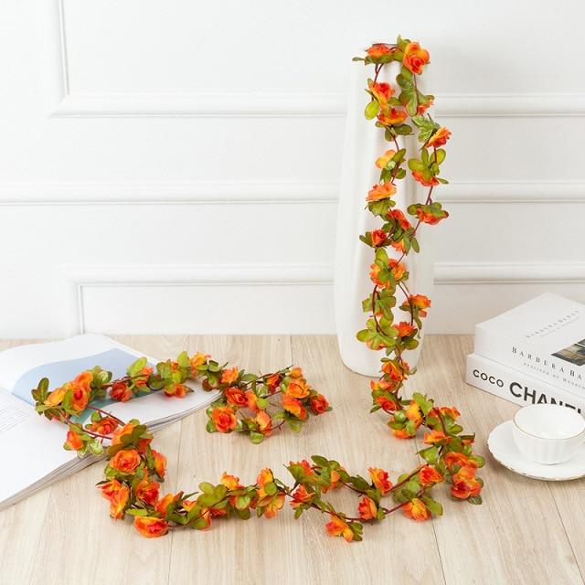 250CM Rose Artificial Flowers Christmas Garland for Wedding Home Room Decoration Spring Autumn Garden Arch DIY Fake Plant Vine